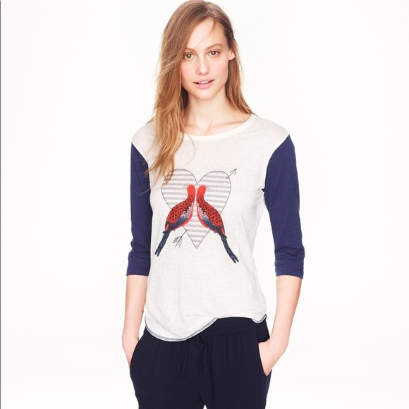 J. Crew Tops - J. Crew baseball tee in Lovebirds natural